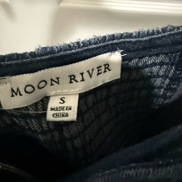 NWT- Moon River Midnight Blue Lace-Up Denim Dress - Picture 3 of 3